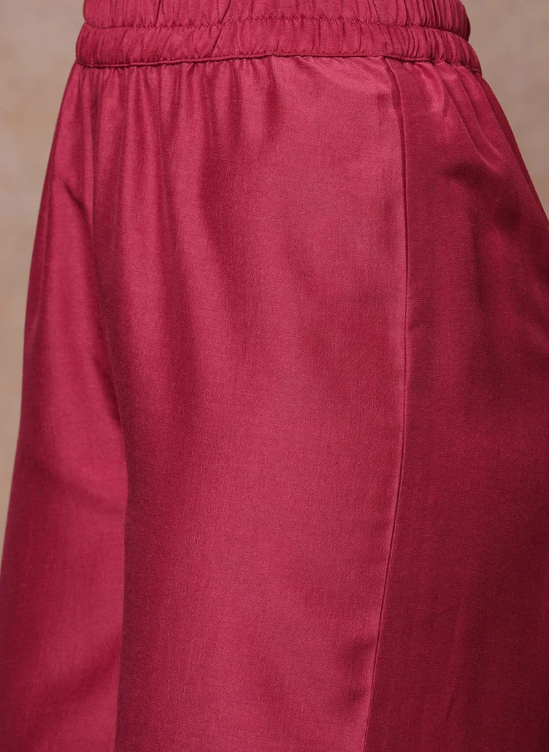 globus Maroon Globus Women Floral Embroidered Sequinned A Line Kurta & Trouser Festive Set for Women | Best Price UAE